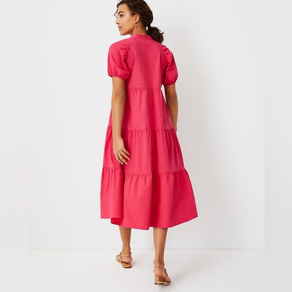 Ann Taylor | Tiered Midi Shirtdress - Picture 2 of 6